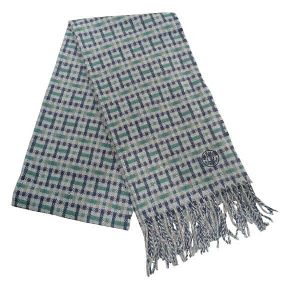 HERMES Scarf/Muffler H Ecosse Cashmere Check Pattern Green Blue Women's Men's